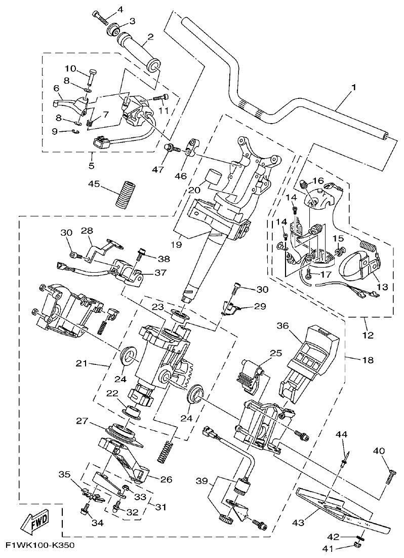 Yamaha F1WM STEERING 1 parts diagram